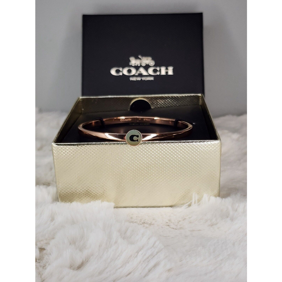 Coach Jewelry - NWT Coach Rose-Gold Circle Logo Hinge Bangle Bracelet